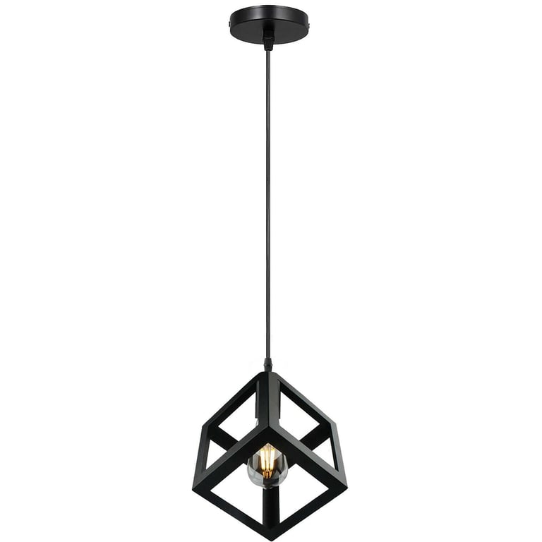 3 Cluster Retro Style Industrial Black Square Pendant Light