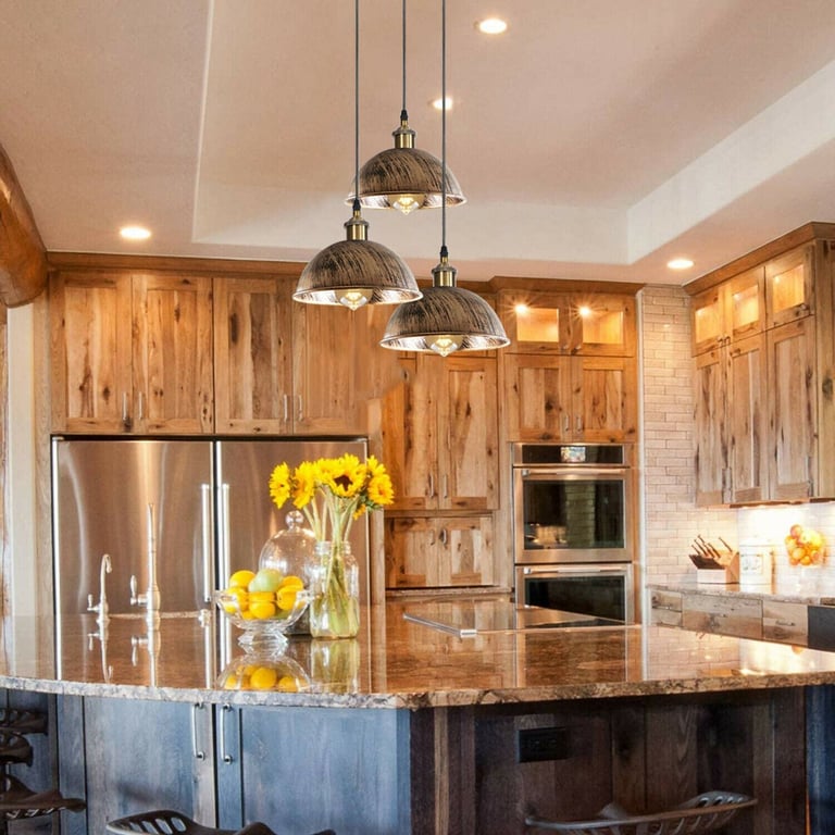 Dome Shape Hanging Light - Warm Ambiance Above Kitchen Island Lighting