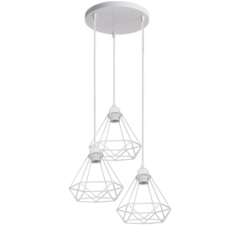Retro Industrial White Diamond Cage Ceiling Pendant Light - Elegance Meets Functionality