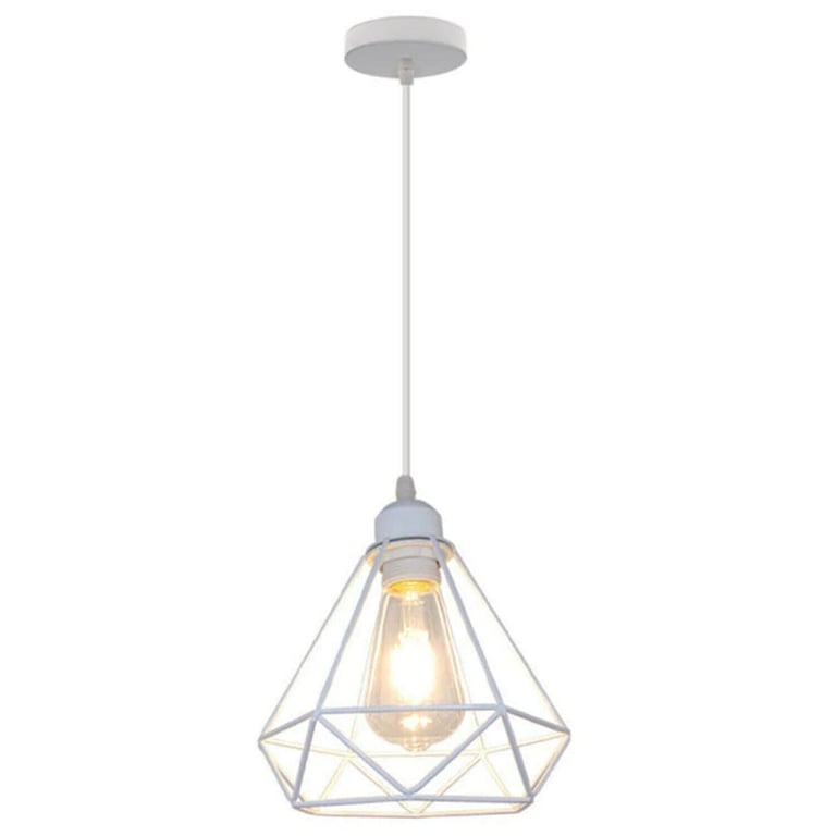 Retro Industrial White Diamond Cage Ceiling Pendant Light - Elegance Meets Functionality