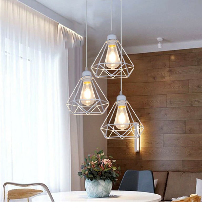 Retro Industrial White Diamond Cage Ceiling Pendant Light - Elegance Meets Functionality