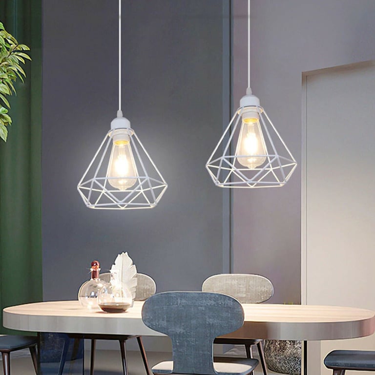 Retro Industrial White Diamond Cage Ceiling Pendant Light - Elegance Meets Functionality