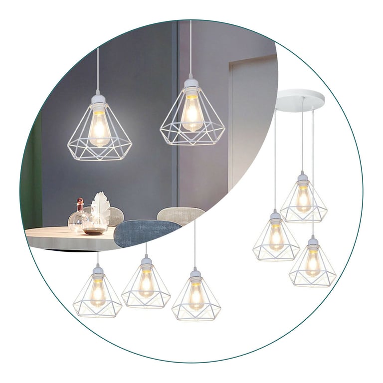 Retro Industrial White Diamond Cage Ceiling Pendant Light - Elegance Meets Functionality