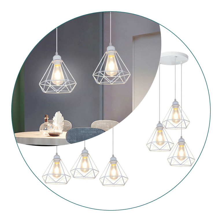 Retro Industrial White Diamond Cage Ceiling Pendant Light - Elegance Meets Functionality