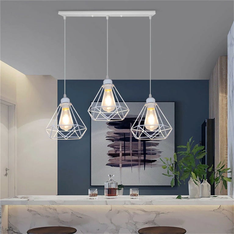 Retro Industrial White Diamond Cage Ceiling Pendant Light - Elegance Meets Functionality