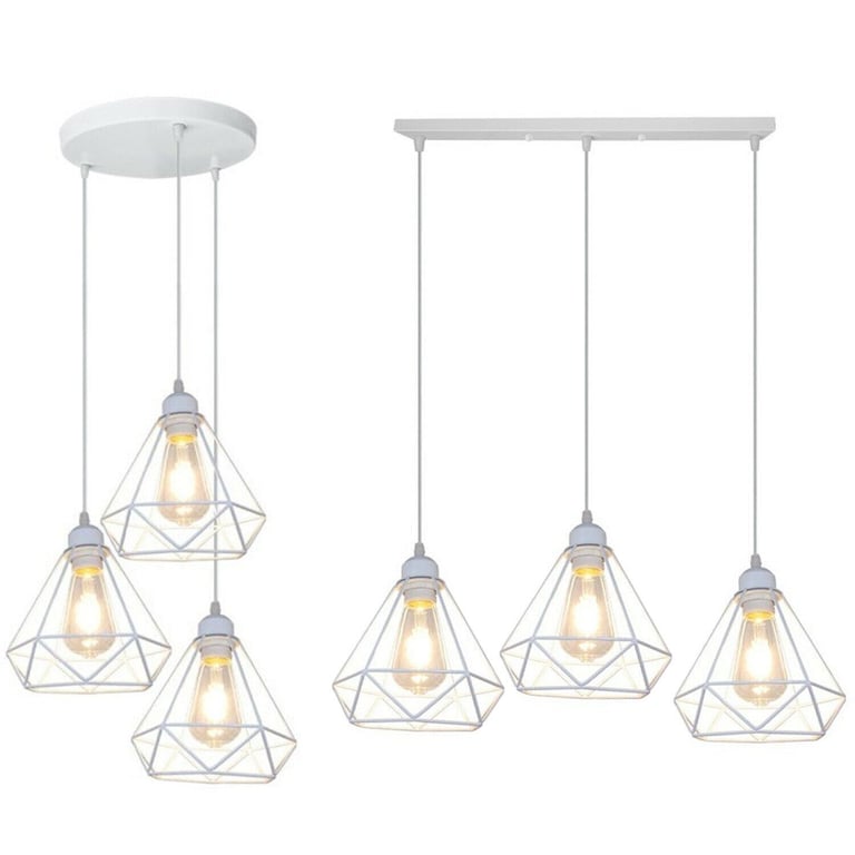 Retro Industrial White Diamond Cage Ceiling Pendant Light - Elegance Meets Functionality