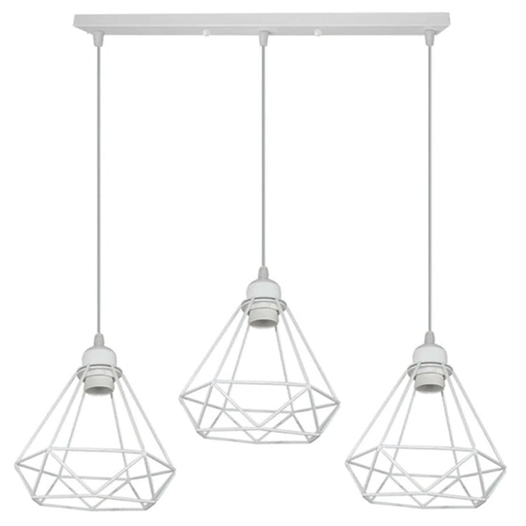Retro Industrial White Diamond Cage Ceiling Pendant Light - Elegance Meets Functionality