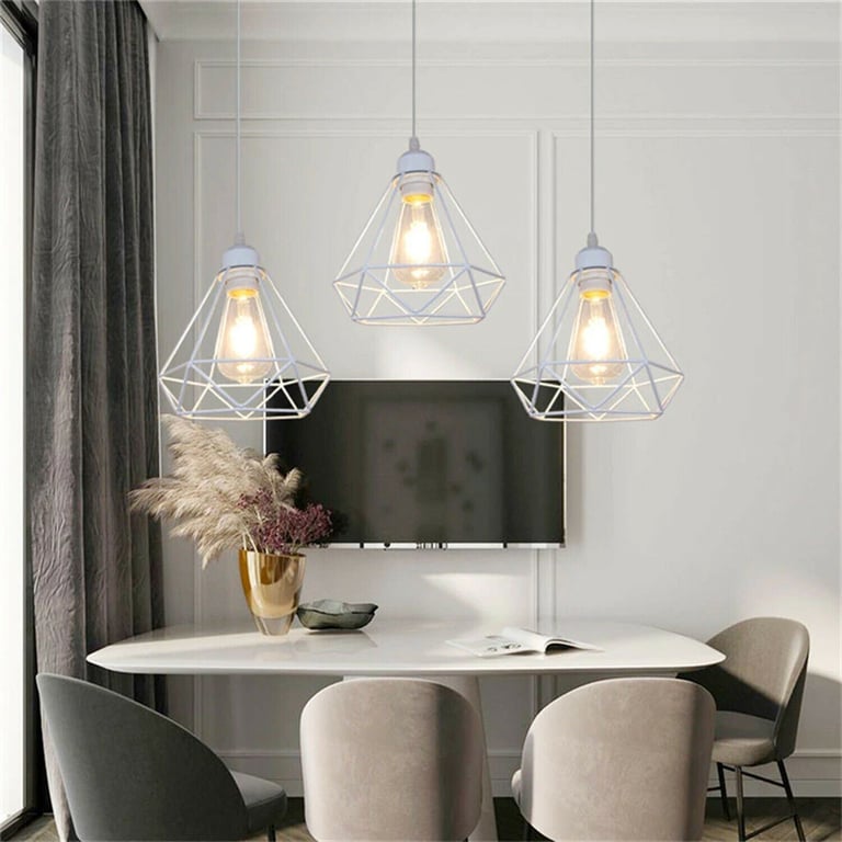 Retro Industrial White Diamond Cage Ceiling Pendant Light - Elegance Meets Functionality