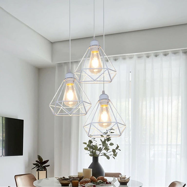 Retro Industrial White Diamond Cage Ceiling Pendant Light - Elegance Meets Functionality
