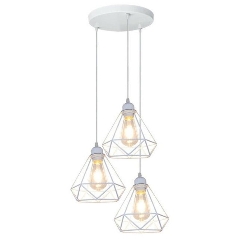 Retro Industrial Diamond Cage White Pendant Light