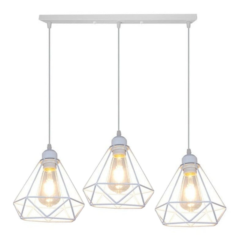 Retro Industrial Diamond Cage White Pendant Light