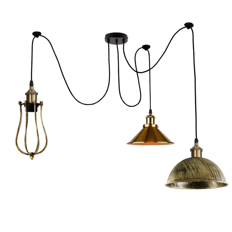 Vintage Metal Multi-Shade Retro Hanging Ceiling Lights with Adjustable Wires