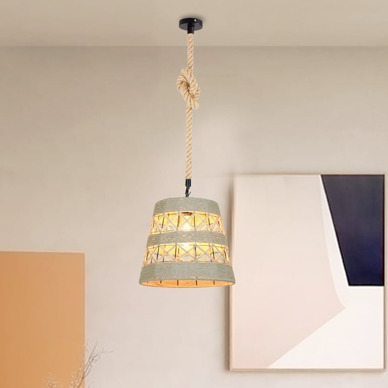 Industrial Hemp Rope 2-Core Pendant Light - Modern Dimmable Design