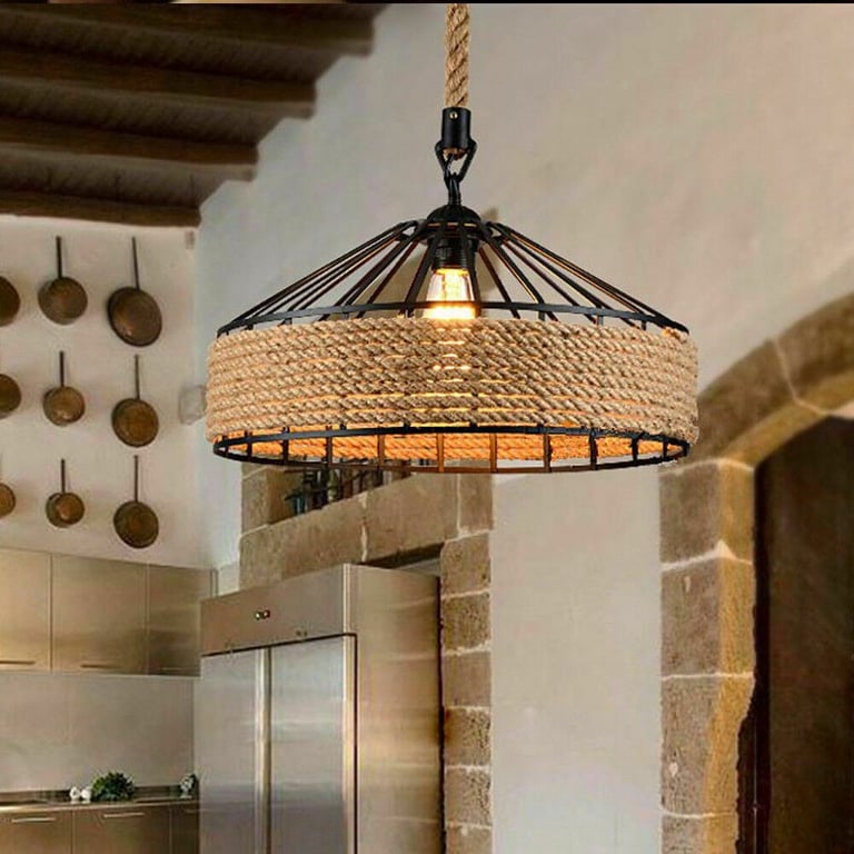 Industrial Hemp Rope 2-Core Pendant Light - Modern Dimmable Design