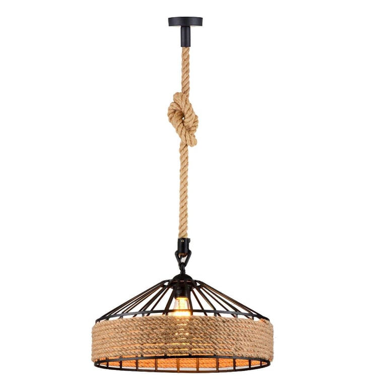 Industrial Hemp Rope 2-Core Pendant Light - Modern Dimmable Design