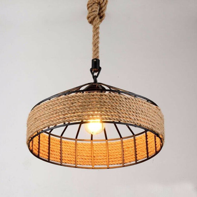 Industrial Hemp Rope 2-Core Pendant Light - Modern Dimmable Design