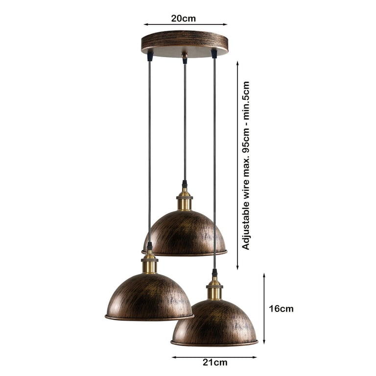 Antique Brass 3-Light Cluster Pendant Light for Warm Home Decor