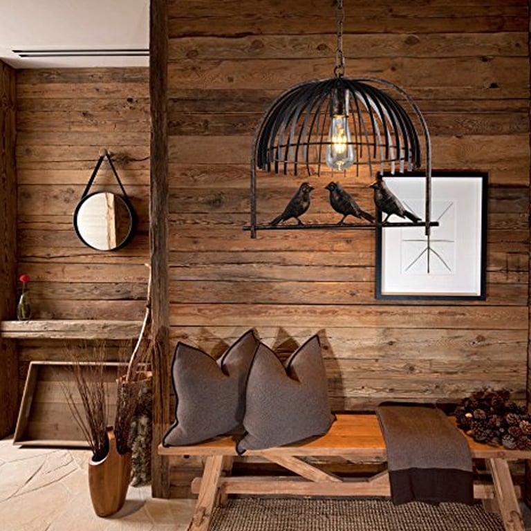 Industrial Birdcage Chandelier Pendant Light - Adjustable Height, Free Bulb Included