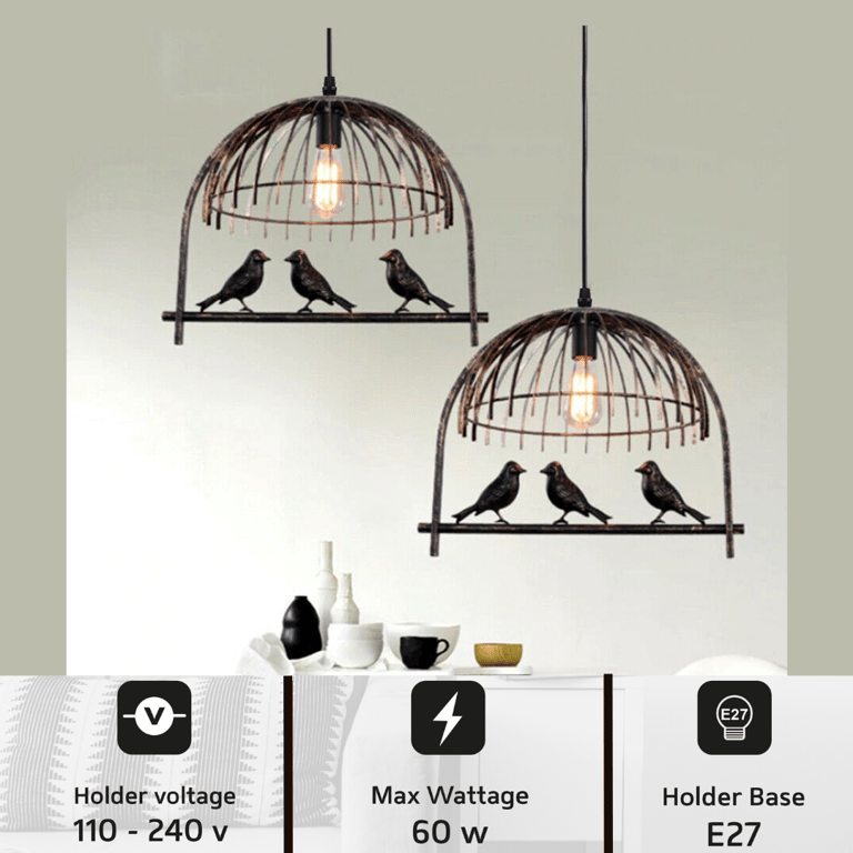 Industrial Birdcage Chandelier Pendant Light - Adjustable Height, Free Bulb Included