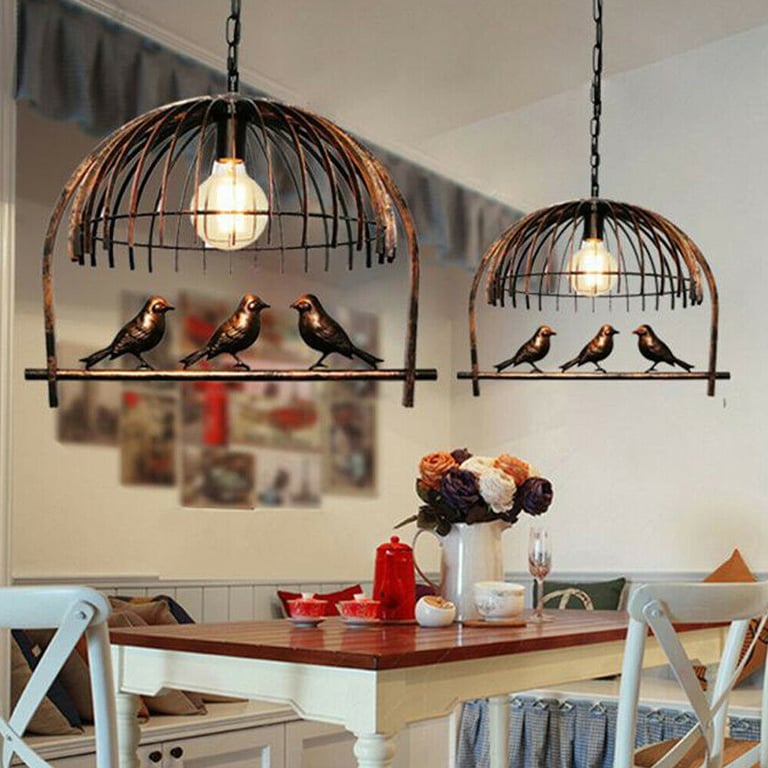 Industrial Birdcage Chandelier Pendant Light - Adjustable Height, Free Bulb Included