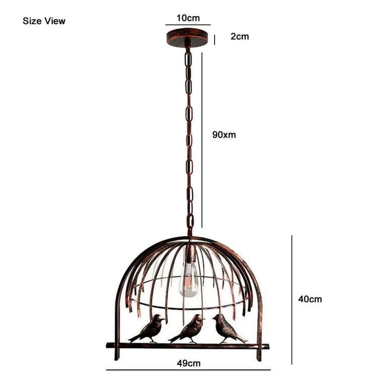 Industrial Birdcage Chandelier Pendant Light - Adjustable Height, Free Bulb Included