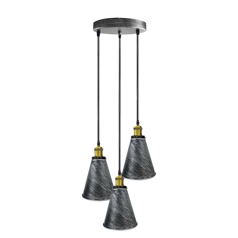 Retro Industrial 3-Head Vintage Round Base Pendant Ceiling Light - Create Warm Romantic Atmosphere