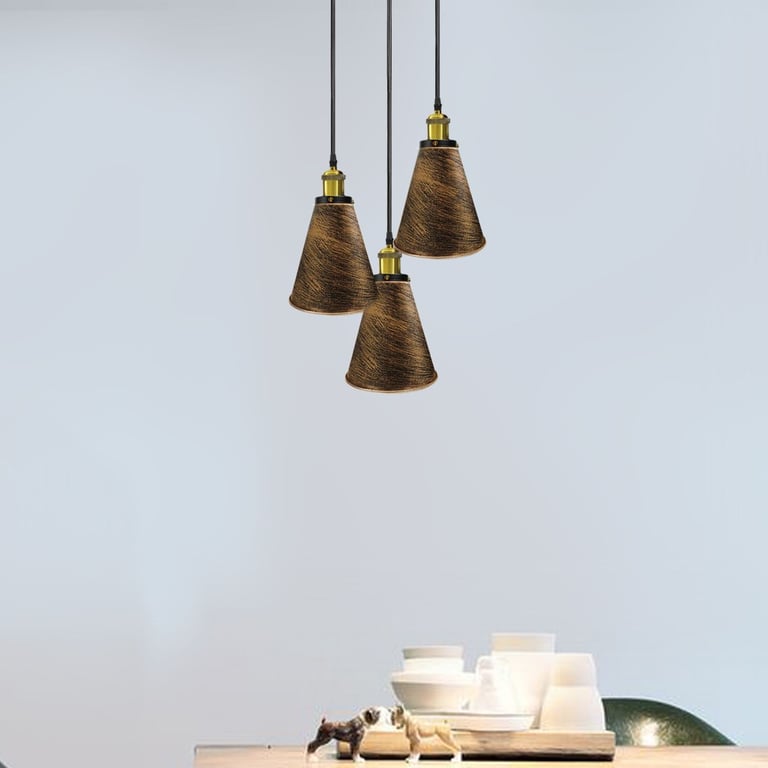 Retro Industrial 3-Head Vintage Round Base Pendant Ceiling Light