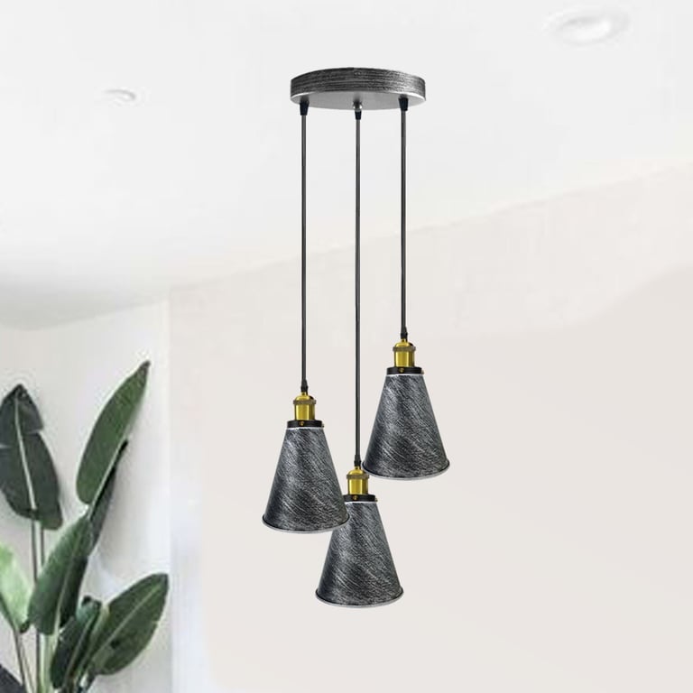 Retro Industrial 3-Head Vintage Round Base Pendant Light - Warm Romantic Atmosphere Lighting