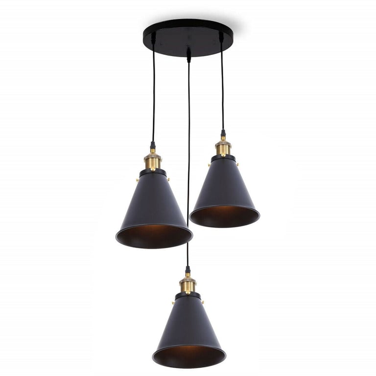 Retro Industrial 3-Head Vintage Round Base Pendant Light - Warm Romantic Atmosphere Lighting