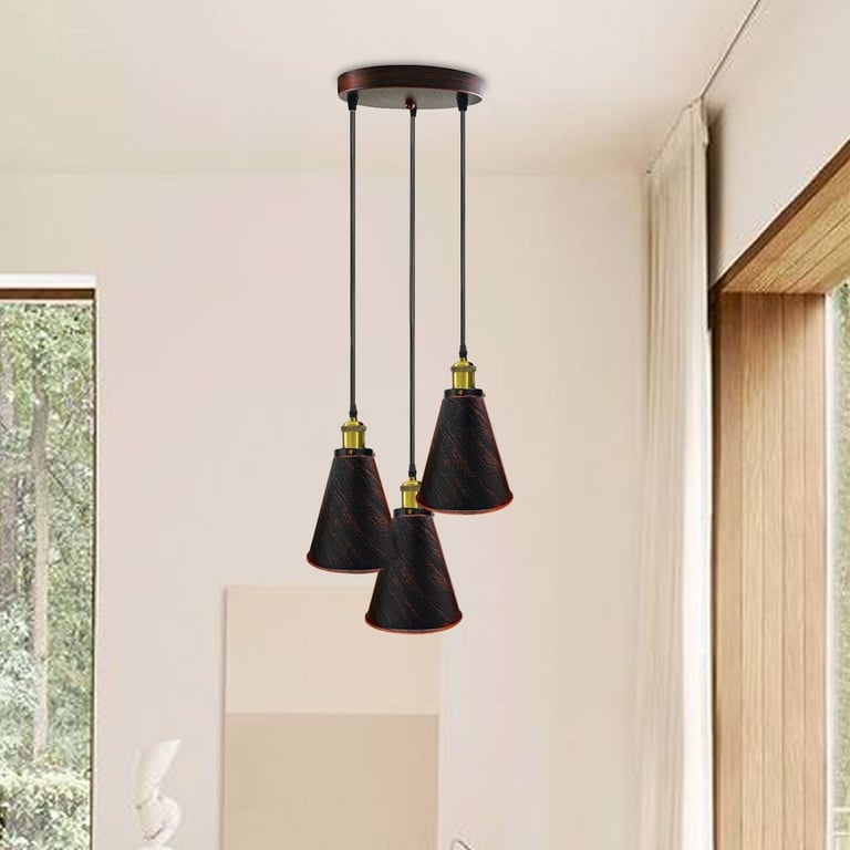 Retro Industrial 3-Head Vintage Round Base Pendant Light - Warm Romantic Atmosphere Lighting