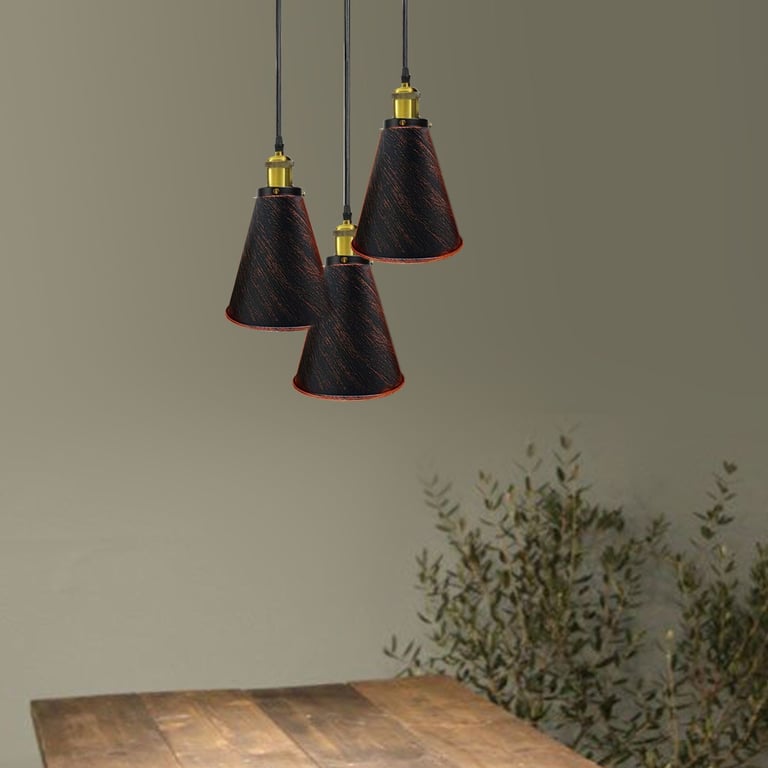 Retro Industrial 3-Head Vintage Round Base Pendant Light - Warm Romantic Atmosphere Lighting