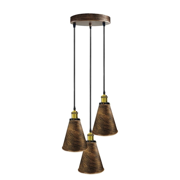 Retro Industrial 3-Head Vintage Round Base Pendant Light - Warm Romantic Atmosphere Lighting