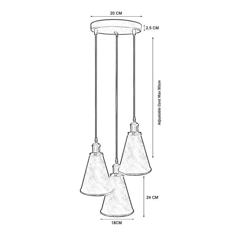 Retro Industrial 3-Head Vintage Round Base Pendant Light - Warm Romantic Atmosphere Lighting