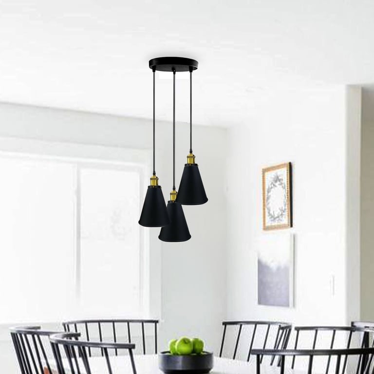 Retro Industrial 3-Head Vintage Round Base Pendant Light - Warm Romantic Atmosphere Lighting