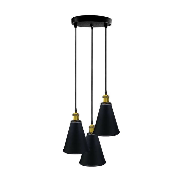 Retro Industrial 3-Head Vintage Round Base Pendant Light - Warm Romantic Atmosphere Lighting