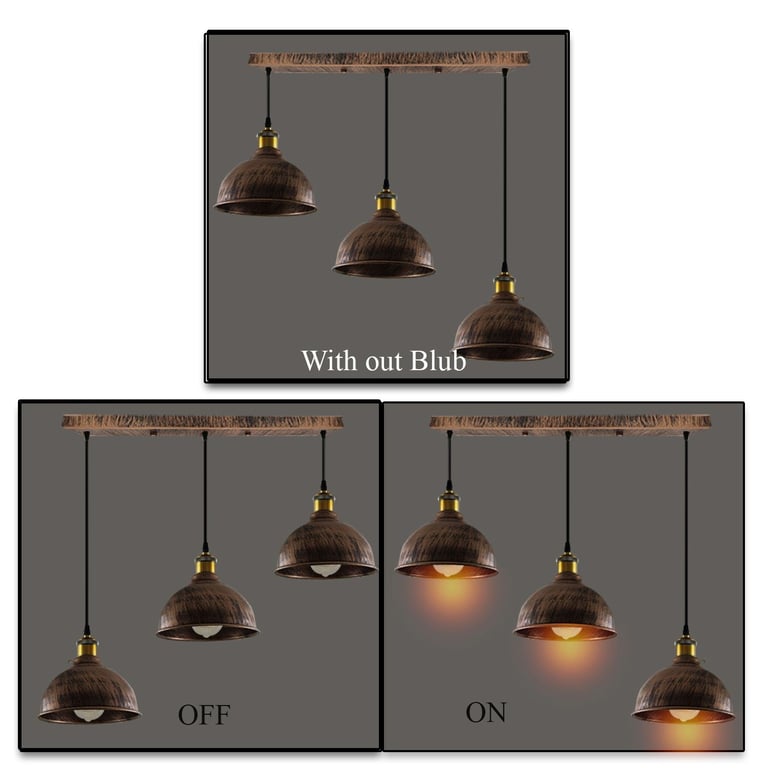 Vintage Industrial Brushed Copper Adjustable Pendant Chandelier with E27 Lamp Base