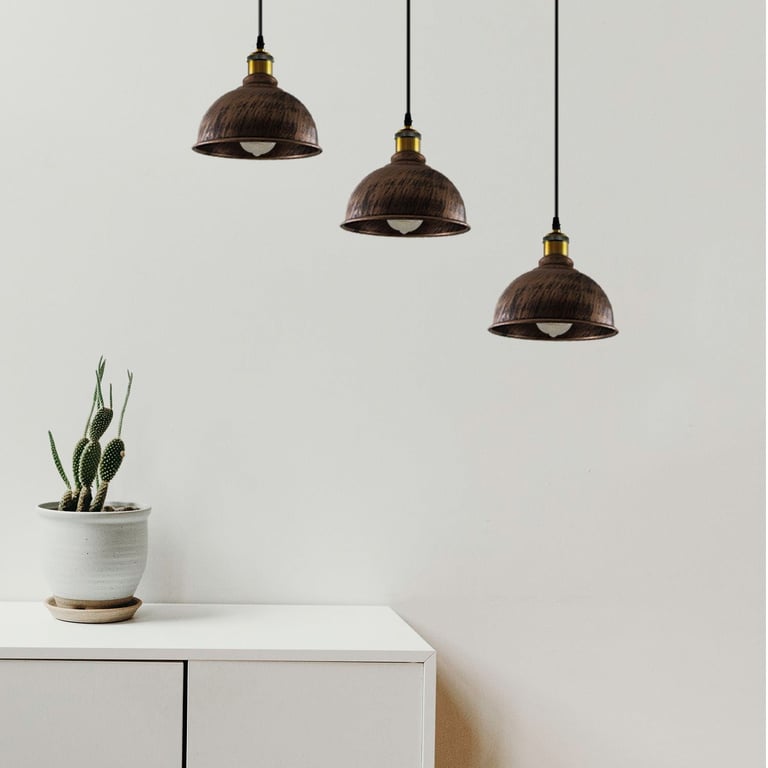 Vintage Industrial Brushed Copper Adjustable Pendant Chandelier with E27 Lamp Base