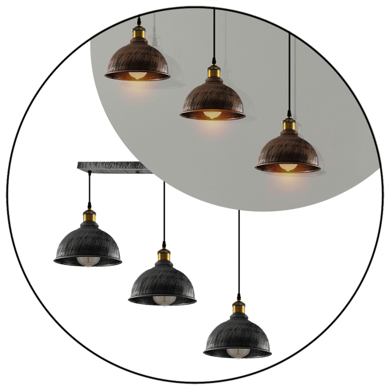 Vintage Industrial Brushed Copper Adjustable Pendant Chandelier with E27 Lamp Base