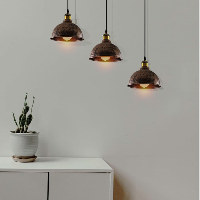 Vintage Industrial Brushed Copper Adjustable Pendant Chandelier with E27 Lamp Base