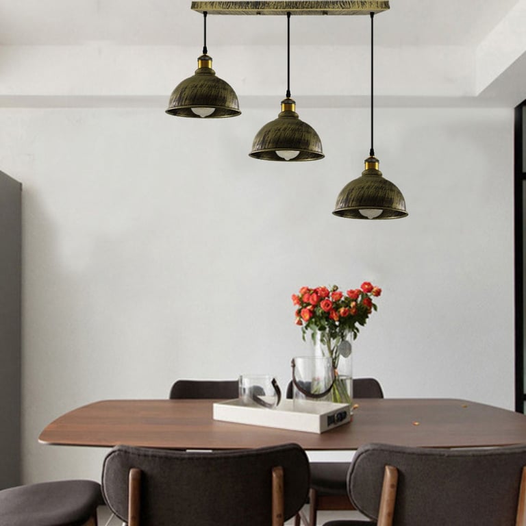 Vintage Industrial Brushed Copper Adjustable Pendant Chandelier with E27 Lamp Base