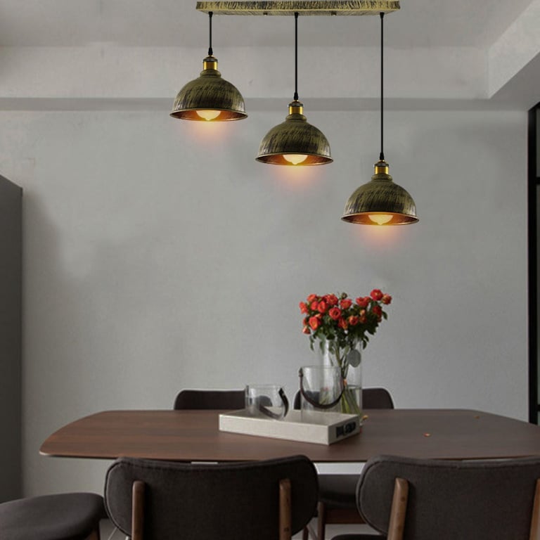 Vintage Industrial Brushed Copper Adjustable Pendant Chandelier with E27 Lamp Base