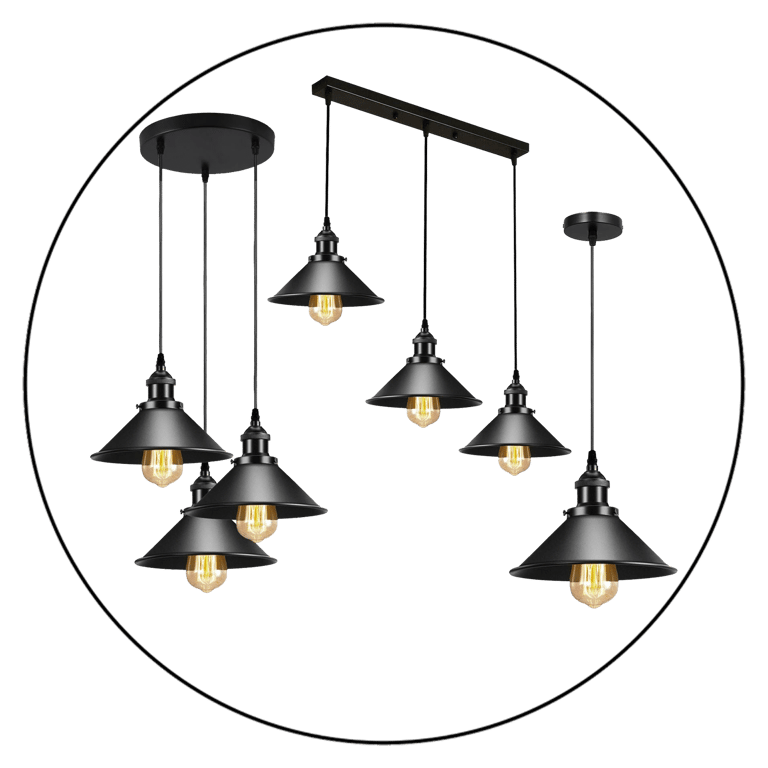 Vintage Ceiling Adjustable Hanging Black Metal Cone Shade Pendant Light Fixture