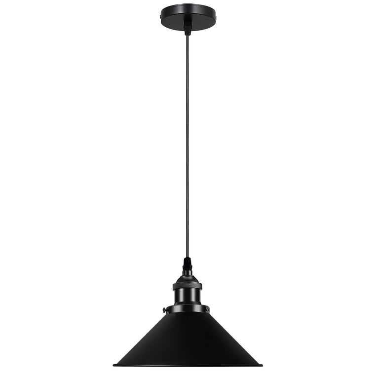 Vintage Ceiling Adjustable Hanging Black Metal Cone Shade Pendant Light Fixture