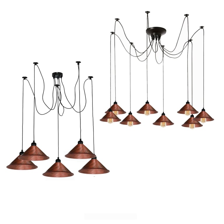 Industrial Rustic Red Spider Metal Shade Hanging Light with Edison Bulb Fixture