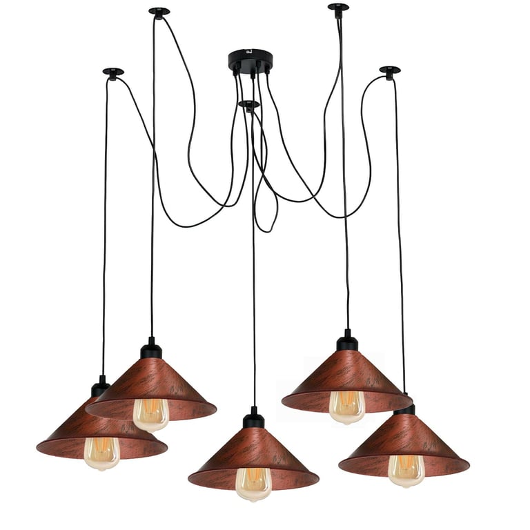 Industrial Rustic Red Spider Metal Shade Hanging Light with Edison Bulb Fixture