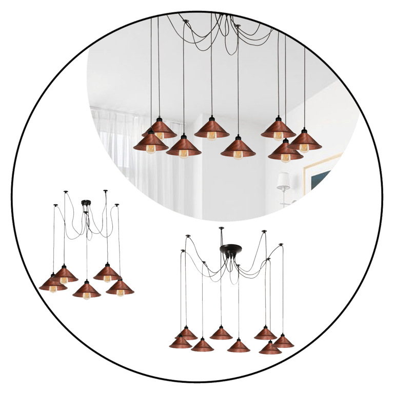 Modern Industrial Rustic Red Metal Shade Hanging Light - Edison Bulb Ceiling Fixture with Hardwired Installation