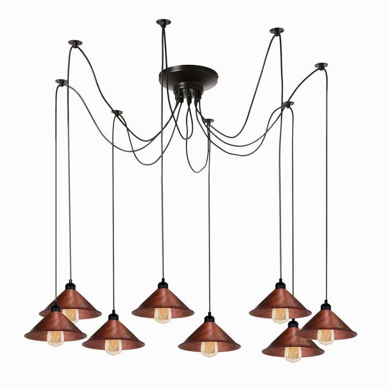 Modern Industrial Rustic Red Spider Metal Shade Hanging Light - Edison Style Bulb Fixture