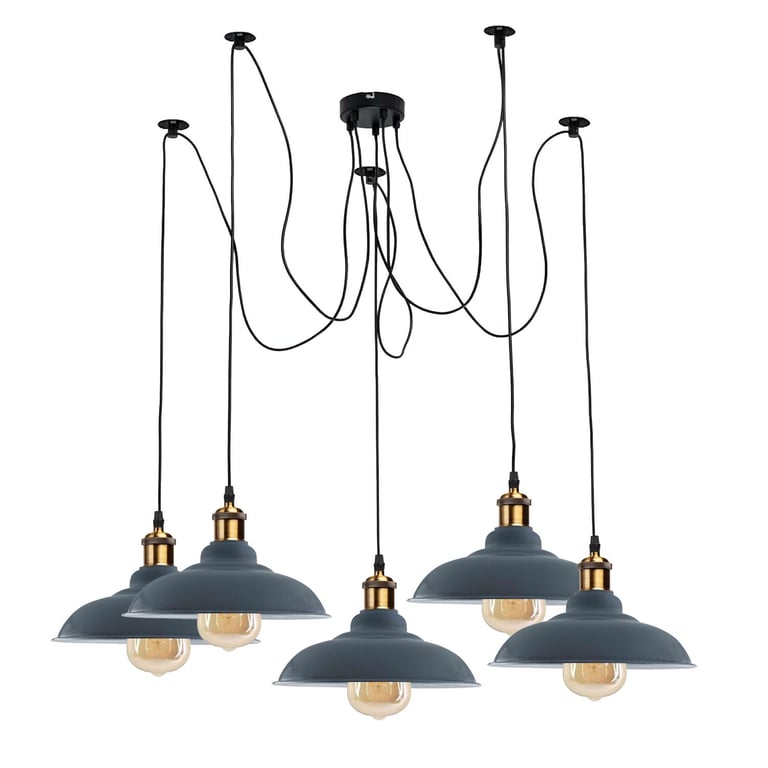 Metal Curvy Shade Adjustable Spider Ceiling Pendant Light E27 Bulb Compatible