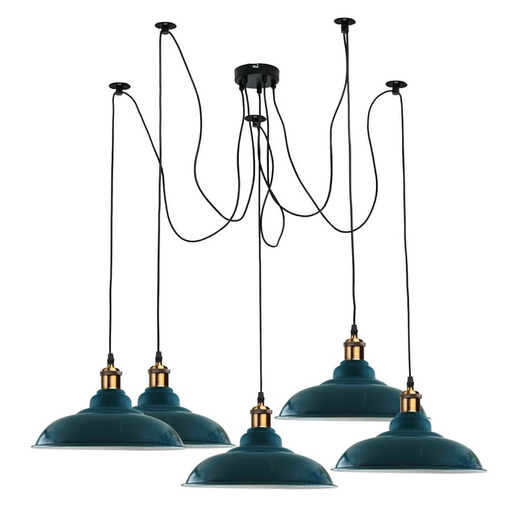 Metal Curvy Shade 5 Way Spider Ceiling Pendant Lamp E27 Compatible Home Decorating Light