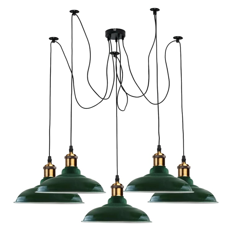 Retro Vintage 5 Way Spider Ceiling Lamp Metal Pendant Light Fixture